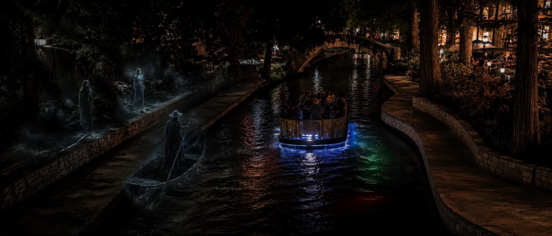 San Antonio River Walk at night